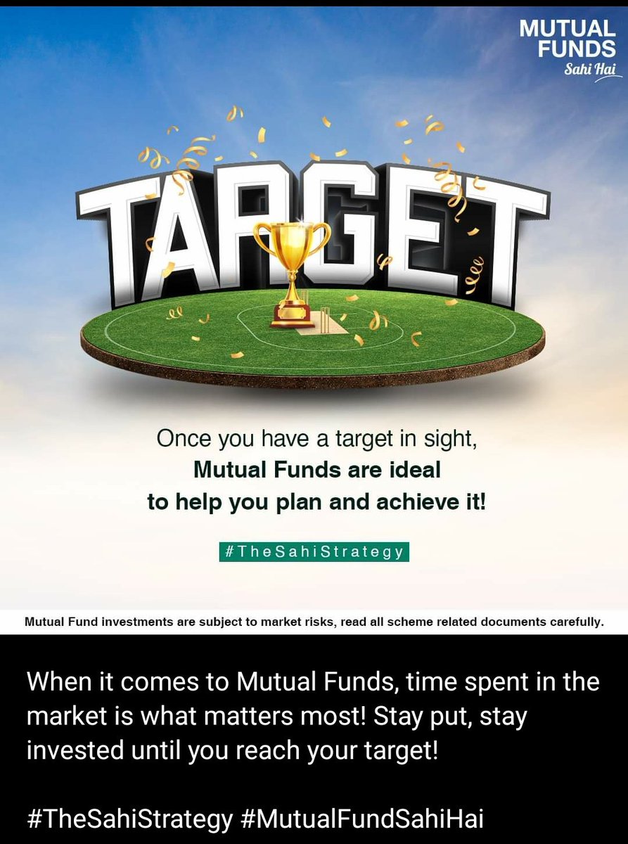 TarunKh11085423's tweet photo. When it comes to Mutual Funds,time spent in the market is what matters most! Stay put, stay invested until you reach your target!
#Investing #Sip #Mutualfunds #GTAFinancialSolution #Insurance #TaxPlanning #RetirementPlanning
Note-We are registered Mutual fund Distributor https://t.co/Wa7ja6D6Mu