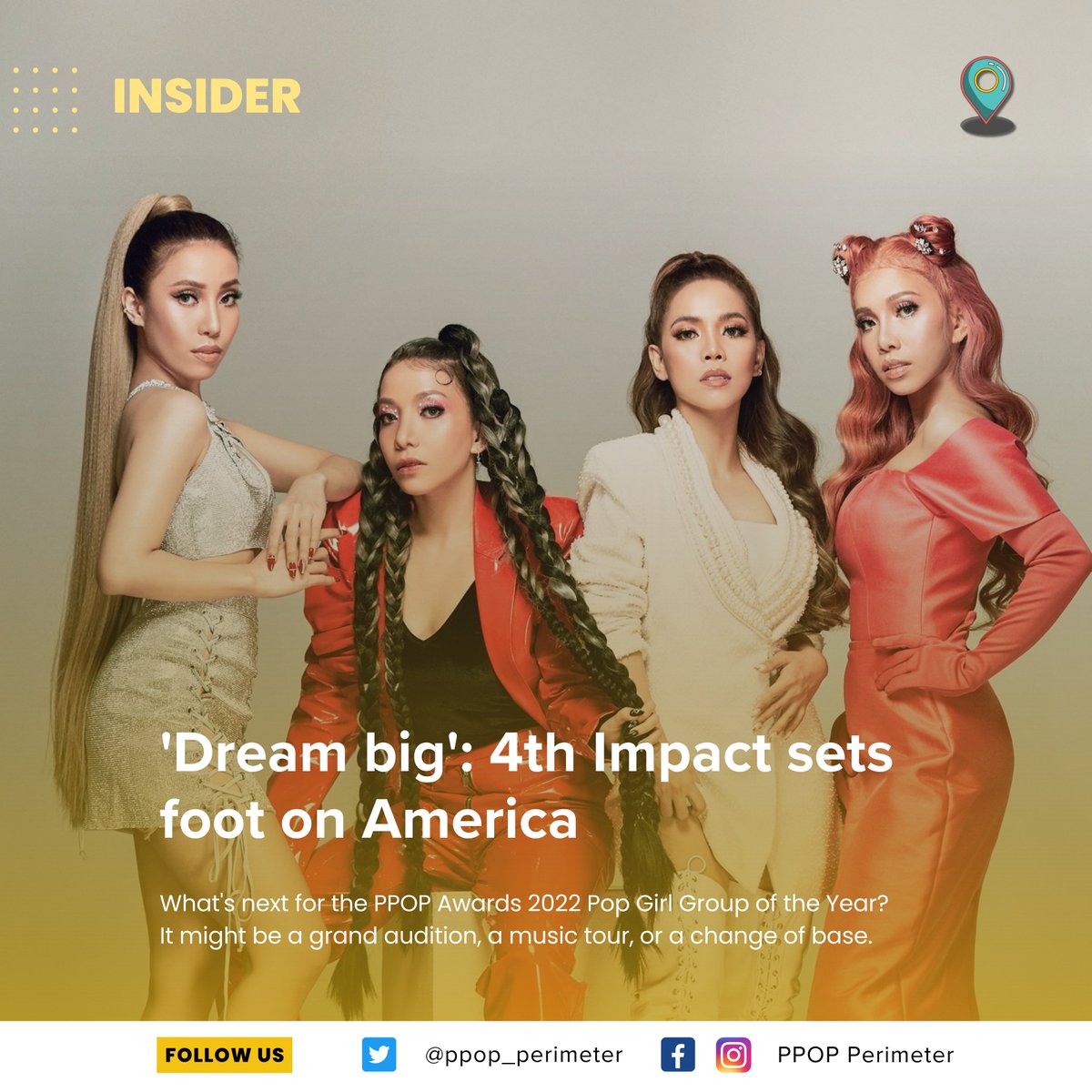 RT @SB19x4THIMPACT1: RT @ppop_perimeter: INSIDER: @4thImpactMusic flew to Los Angeles, California last April 5, but the exact reason remains unclear.

In separate Instagram posts, Almira, Mylene, Celina, and Irene flaunted their visits to relatives, shop…