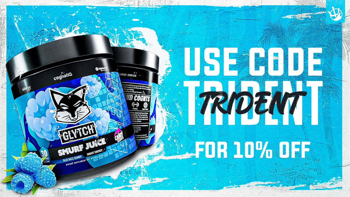 What a week its been but there is more!

We are pleased to announce Trident is now Powered by: <a href="/GLYTCHEnergy/">GLYTCH Energy</a>!

To get your very own <a href="/GLYTCHEnergy/">GLYTCH Energy</a> like Smurf Juice here, use Code "Trident" at checkout for 10% off.

glytchenergy.com/product/smurfj…

#RaiseYourGlytchEnergy🔱🔥