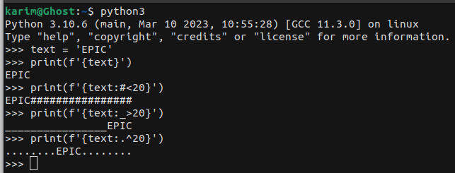 karimnyumba's tweet image. 🐍💻 Python Tip: Use #fstrings to easily format strings in various ways! 🚀 Check out this example on padding a string with characters: #Python #ProgrammingTips #100DaysOfCode @ThePSF @python_tip