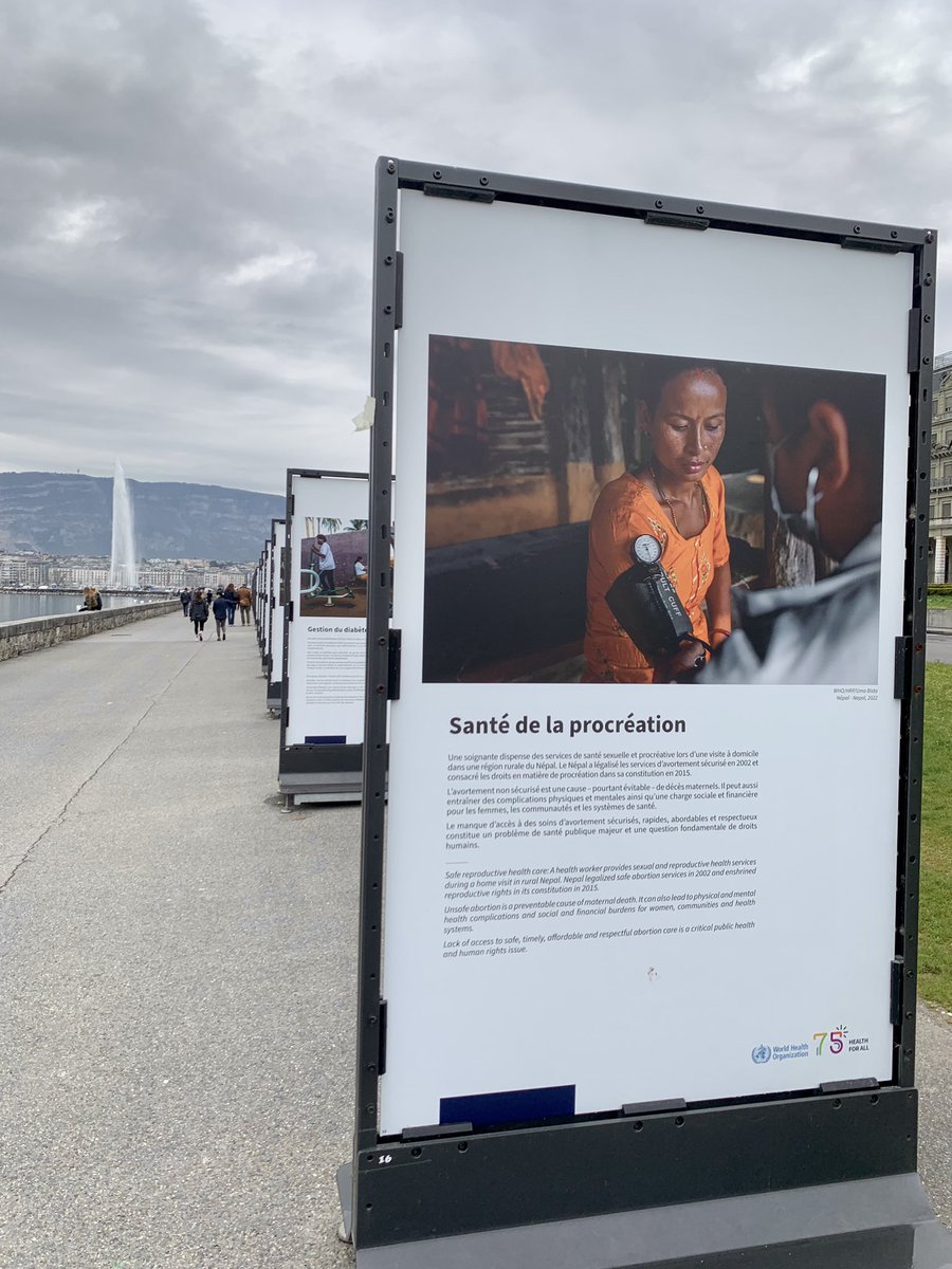Celebrating 75 years of <a href="/WHO/">World Health Organization (WHO)</a> in #Geneva with a photo exhibit along the lake. Happy to see #SRHR  highlighted! #ProudToBeWHO #SRHR4All