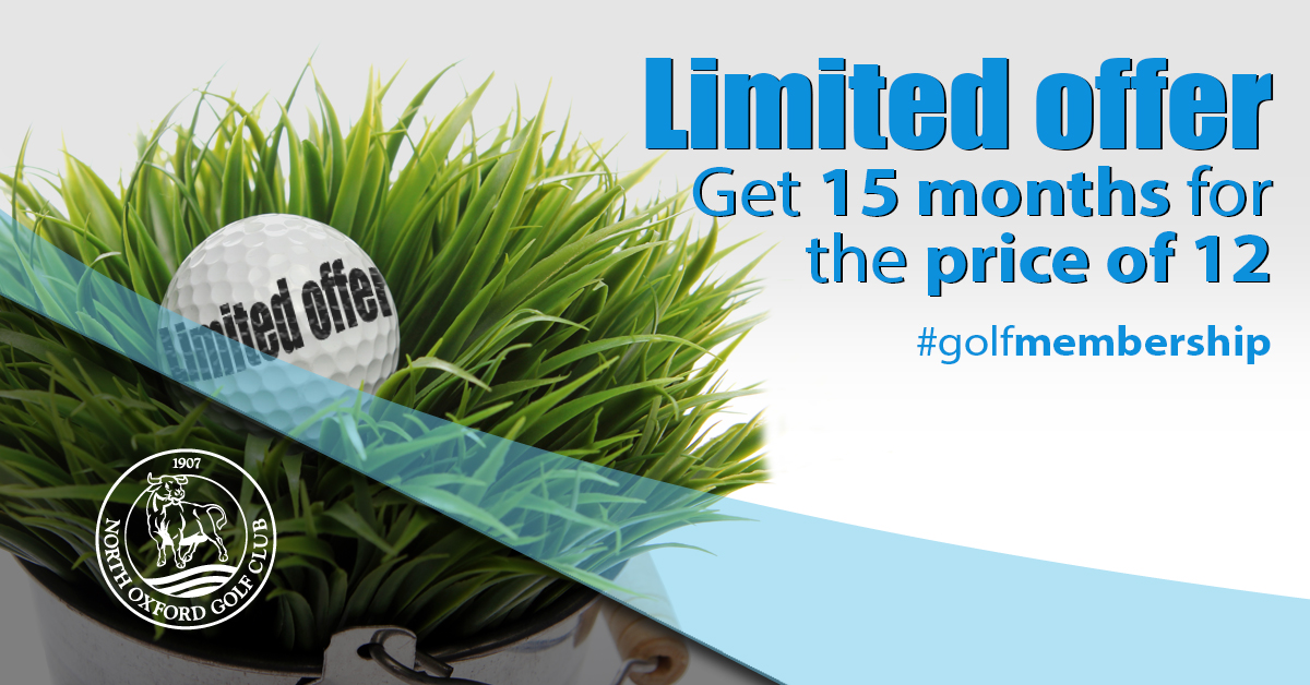 Limited Spring time offer. Take out a #golfmembership today, receive 15 months for the price of 12 months and benefit from no joining fee or waiting list. T&C's apply. Join @northoxfordgolf to play unlimited #golf all year round. #playmoregolf