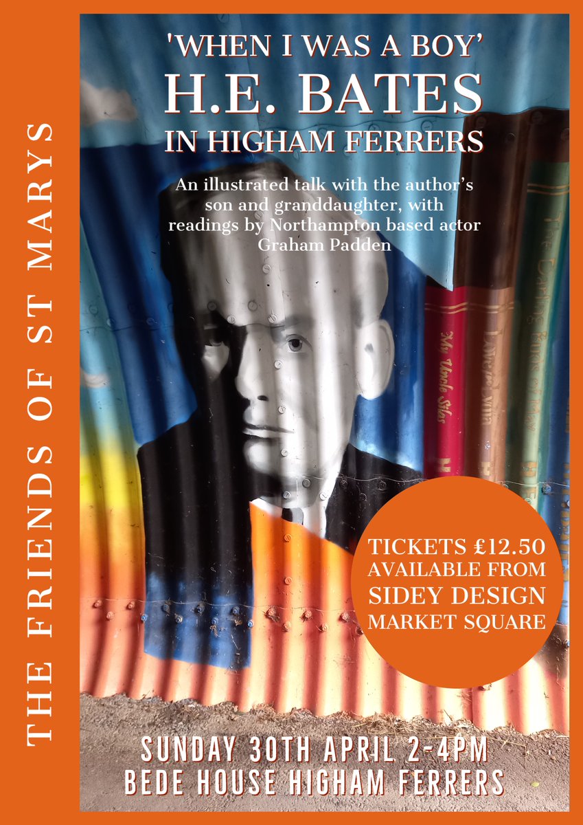 VickyWicksActor's tweet photo. Roll up fans of #H.E.Bates and #TheDarlingBudsofMay. I'm delighted to be giving this talk again with Richard Bates and Graham Padden on Sunday 30th April, 2pm at the Bede House in Higham Ferrers followed by cream tea and a comp glass of fizz! Sidey Design's tel no is 01933 317967 https://t.co/8395uVhTg0