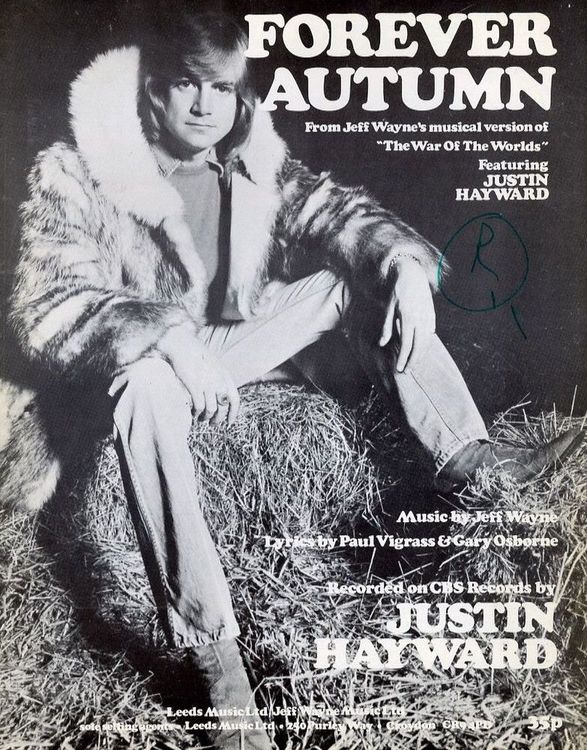 PulpLibrarian's tweet image. A number of musicians contributed to War Of The Worlds, including David Essex, Phil Lynott, Julie Covington, Chris Thompson and Justin Hayward - his song  'Forever Autumn' actually started out as a jingle for a LEGO commercial.