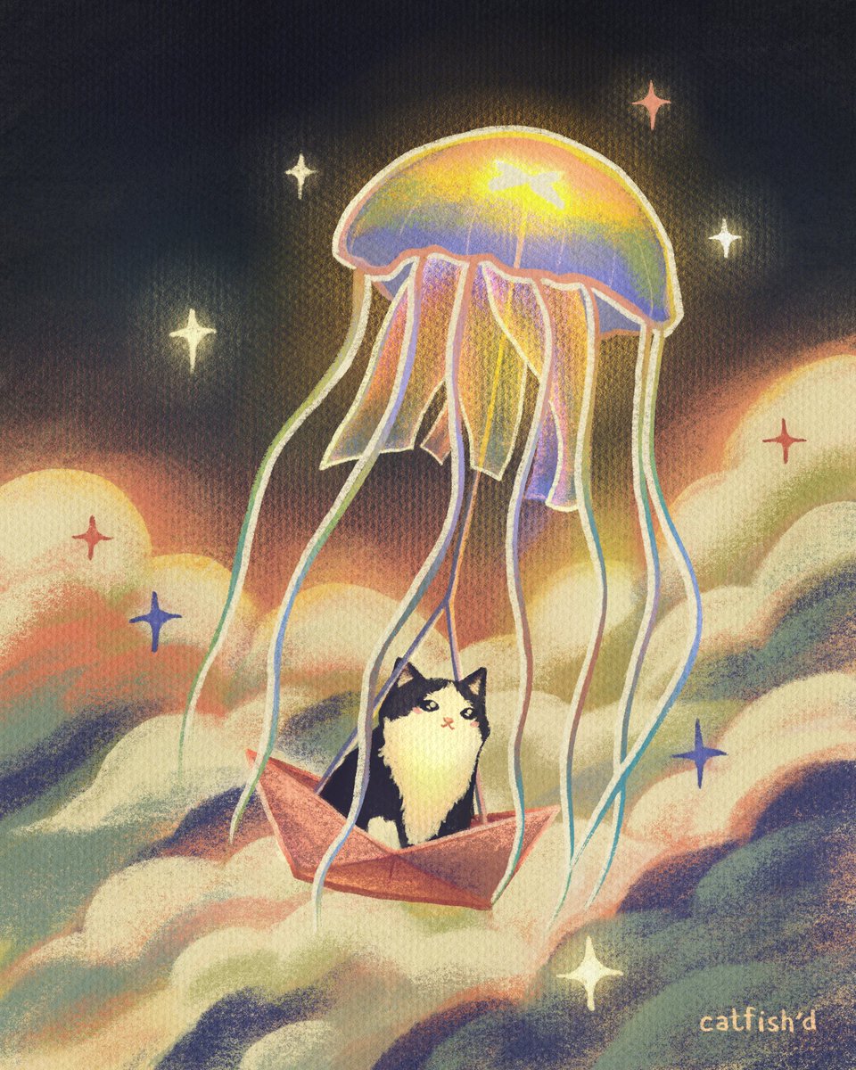 katfishdraws's tweet photo. a jellyfish typa journey ☁️ https://t.co/dErVcn2IJm