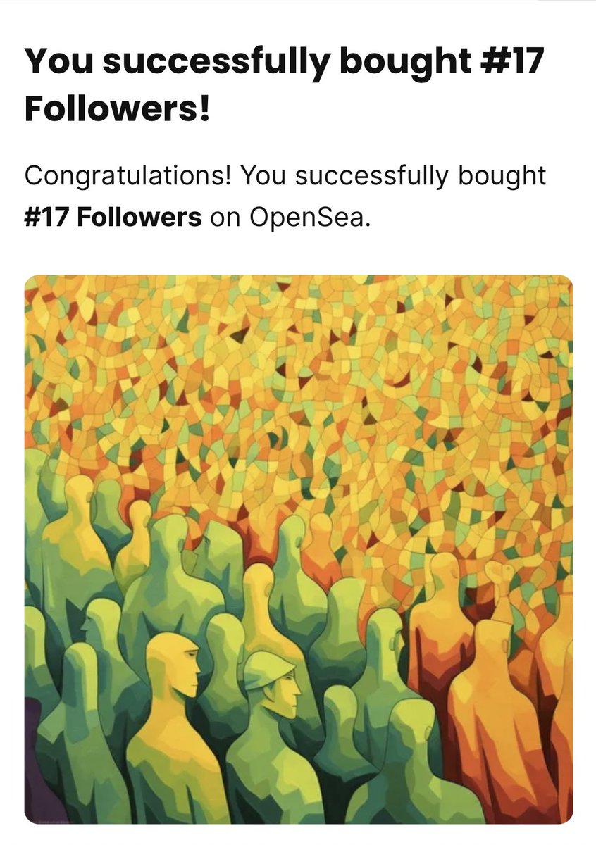 GM #NFTCommunity 💖
Today I bought a new #NFT from <a href="/Salimar8686/">Salimar8686, Nft collector & creator.</a> collection 🫶
Really love the concept of buying followers 😂🤘🔥🔥🔥

I’m interested into new collections with cool concepts 🌟
- Like and RT
- Share here your work with a little description of it 👇🏽