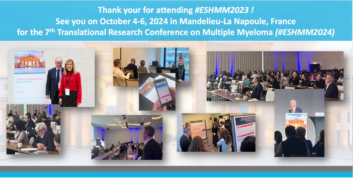#ESHMM2023 Many thanks to @H_Einsele, @IreneGhobrial, @mvmateos for putting together such an exciting programme, to all faculty for a great meeting & to all participants for the lively interactions!
See you next year in Mandelieu-La Napoule🇫🇷 for #ESHMM2024
#ESHCONFERENCES #MMsm