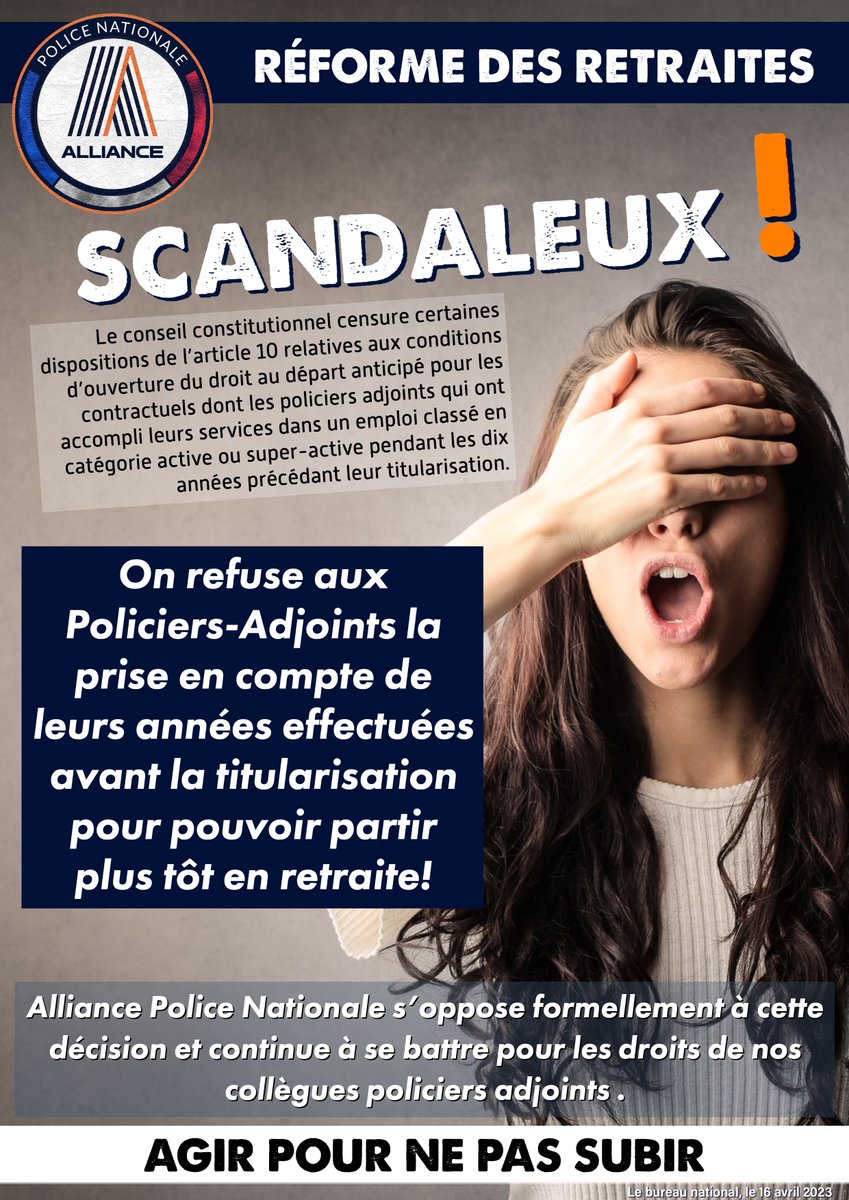 alliancepolice's tweet image. 😡 Alliance Police Nationale s’oppose formellement à cette décision et continue à se battre pour les droits de nos collègues Policiers-Adjoints 👮‍♀️👮