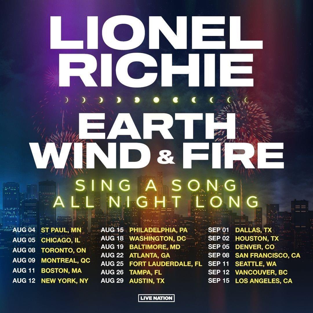 Reesiepieces75's tweet photo. Lionel Richie with Earth, Wind &amp; Fire
Get your tickets here:
https://t.co/00qJkBq06B https://t.co/zb2YFasbPP