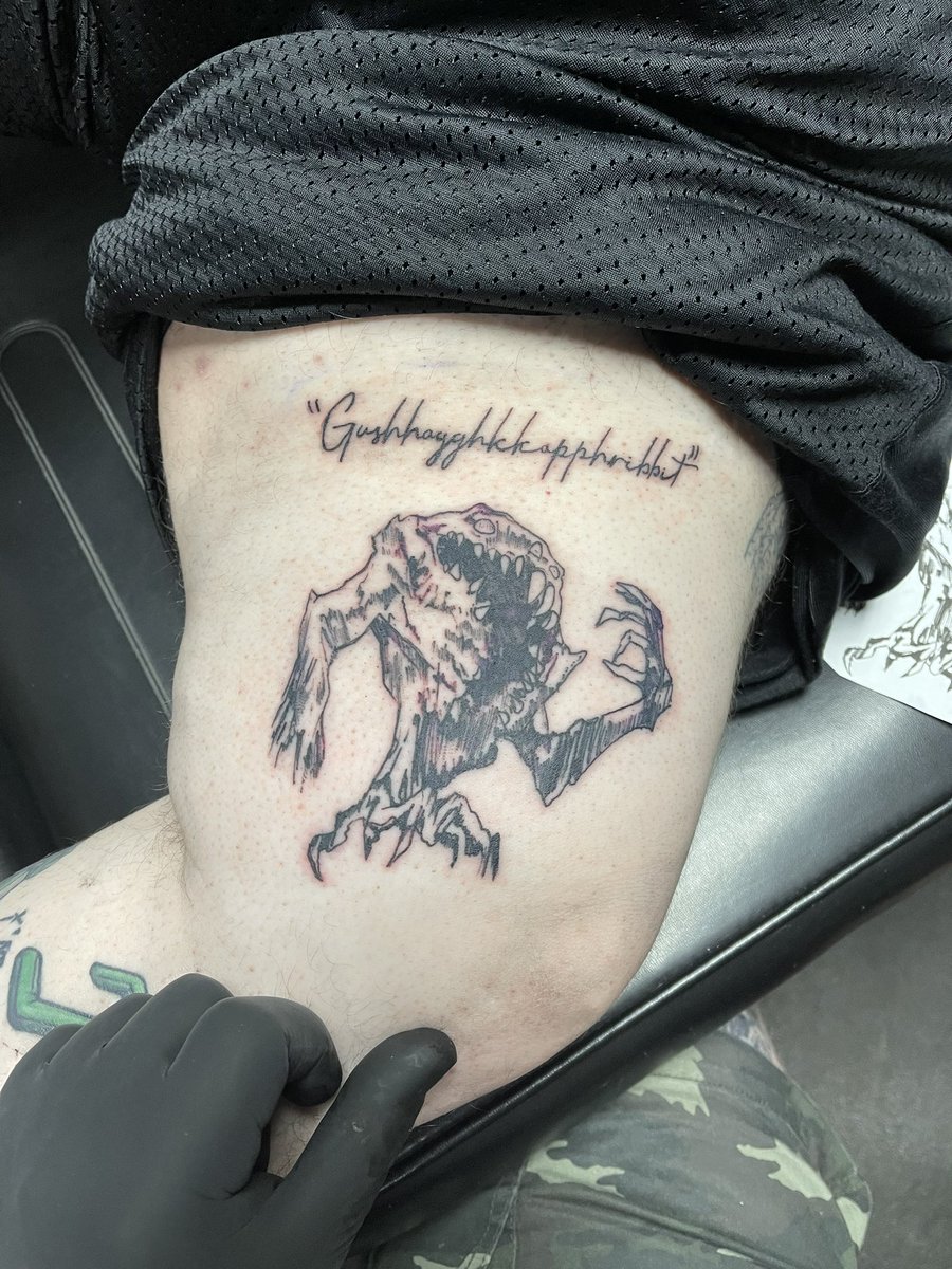 KorpzFrozen's tweet image. My son drew my favorite Magic card for me, and I got him tattooed tonight! #MTG #Yargle