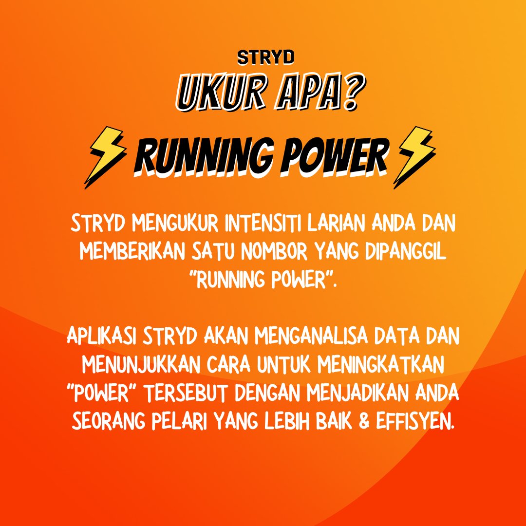 strydmalaysia's tweet photo. Bagaimana Stryd ni dapat bantu saya untuk improve larian?
• Stryd mengukur intensiti larian anda (seperti pace atau heart rate) dengan menggunakan nombor yang dipanggil sebagai Power. https://t.co/mxnjsVlGvr