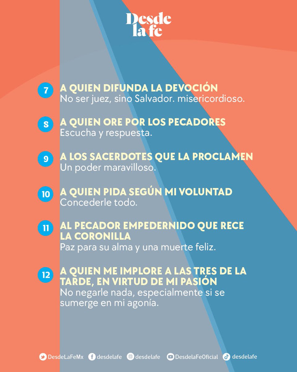 DesdeLaFeMx's tweet photo. Te compartimos algunas de las promesas que, por medio de santa Faustina, hace Cristo a quienes son devotos de la Divina Misericordia y que quedaron plasmadas en el Diario de la mística polaca. ☺️ 🙏 Lee más aquí: https://t.co/4n7qauBFp4
#DivinaMisericordia https://t.co/pWvI9mxKJn