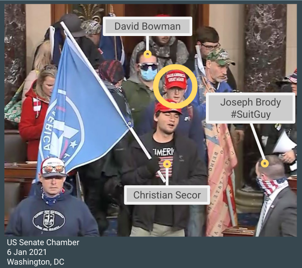 TweedleRiot's tweet photo. Christopher Carnell, 20
Cary, NC
https://t.co/fLnJJbdZs8

Arrested/Charged: 2023-03-02

18 USC 1512(c)(2) Obstruct official proceeding
18 USC 1752(a)(1) Enter/Remain in a restricted building
18 USC 1752(a)(2) Disorderly in a restricted building
40 USC 5104(e)(2)(A),(G)

19/ https://t.co/wToZWVTqC8