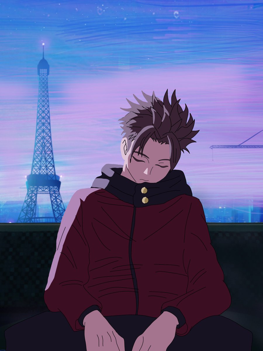 RsXack's tweet photo. Sleeping in the train #art #Itadoriyuuji #ItadoriYuji #ibispaint #anime #AnimeArt https://t.co/bPUyXkj7a6