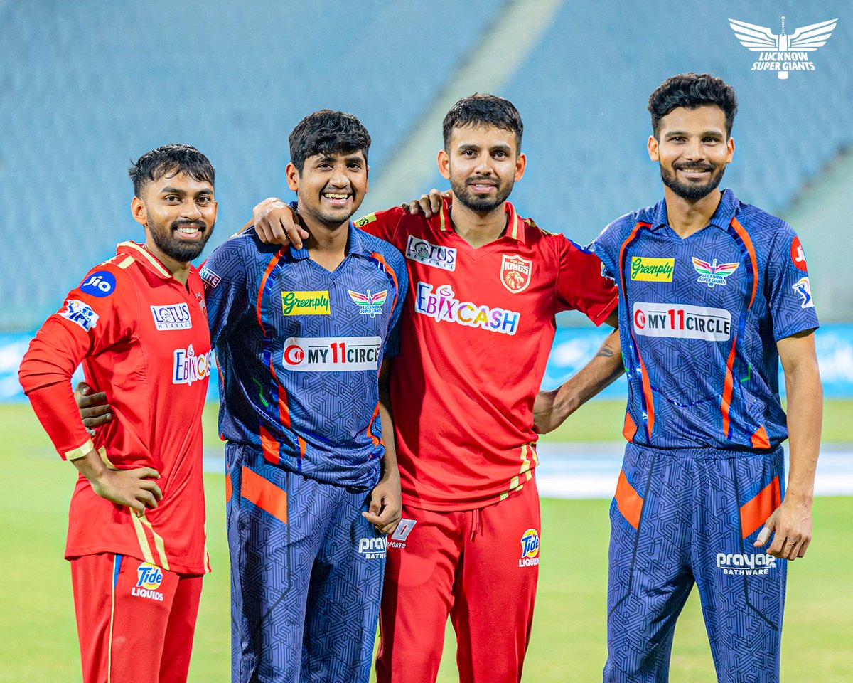 LucknowIPL's tweet photo. An epic battle on the field, cherishing the memories off it 🙌

#LSGvPBKS | #IPL2023 | #LucknowSuperGiants | #LSG | #GazabAndaz https://t.co/mM2UrmKAVN