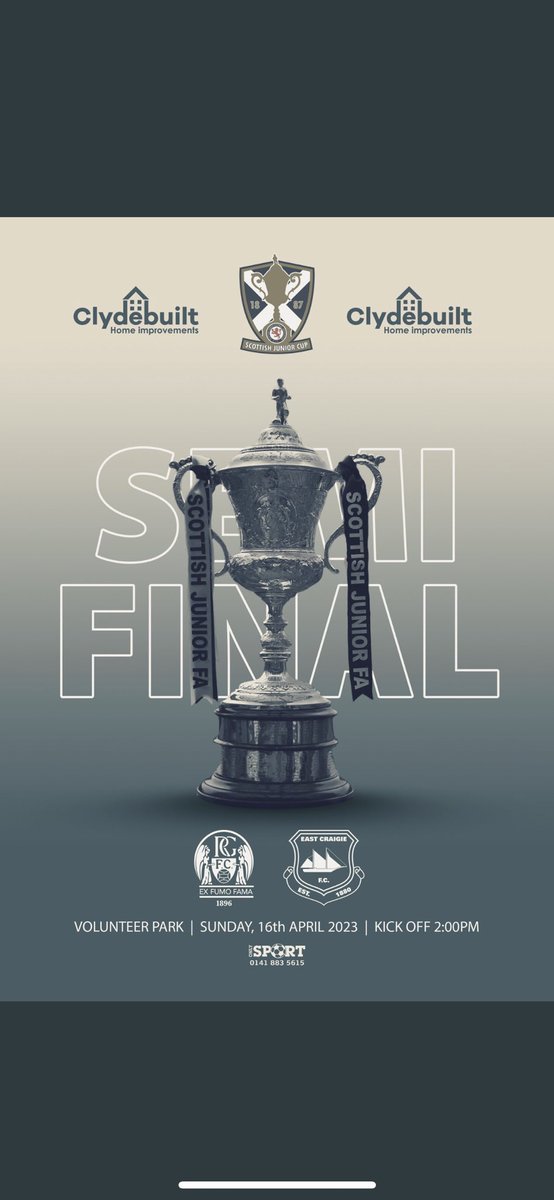 eastcraigiefc's tweet photo. Rutherglen Glencairn
                  v
East Craigie

Scottish Cup Semi Final

Volunteer Park, Armadale 

Sunday 16th April 

2pm ko

 @ftsc0res 

🚢🚢🚢⚽️⚽️⚽️🚢🚢🚢 https://t.co/yFraCVN0lI
