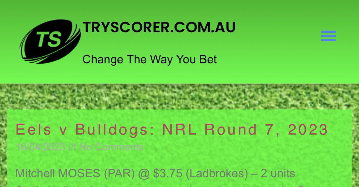 TryScorerAU's tweet photo. Yaassssss Mitch Moses…! 💪🏼💰💰💰✅✅✅✅ #NRLEelsBulldogs  https://t.co/5S4ViXokRM https://t.co/gR8VHLnDah