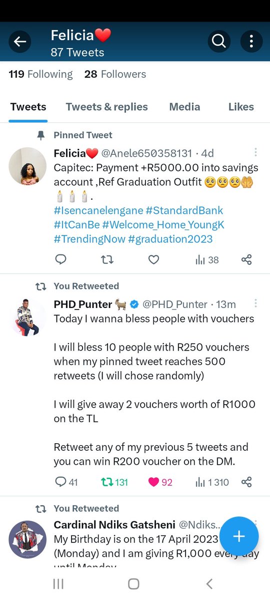 Anele650358131's tweet photo. @PHD_Punter Retweted ❤, I wish I can get this voucher , I need to try my luck 😫 I'm graduating next month I really need money. https://t.co/KXHqqgoROT