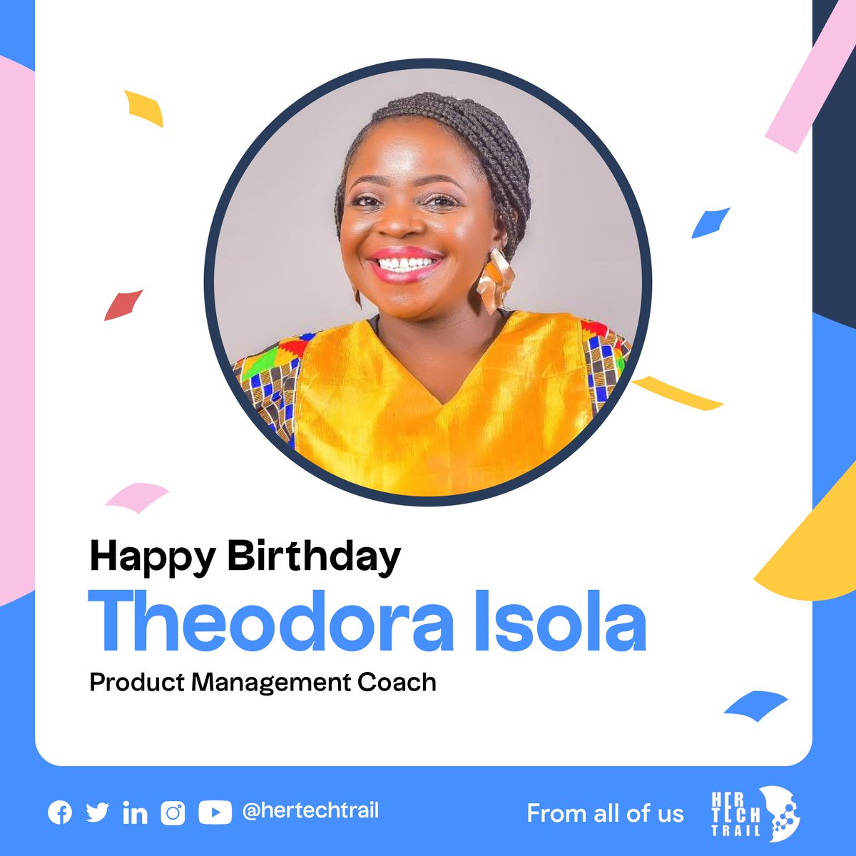 hertechtrail's tweet photo. Happy birthday to our amazing PM coach! @theodoraisola
Your dedication to guiding and inspiring our students is invaluable.
Here's to another year of success and growth! 🎉🎂👨💻
#HappyBirthday #hertechtrail #HTTA https://t.co/CQZWHZaeEg