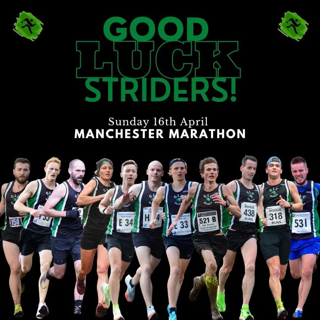 It's a another huge day for the Striders with a dozen of the team racing the Manchester Marathon. With a mix of seasoned marathoners, debutants and and those chasing PB's, we are right behind you every step of the 26.2 miles!

We can't wait to see the re… instagr.am/p/CrFidiqtIGa/