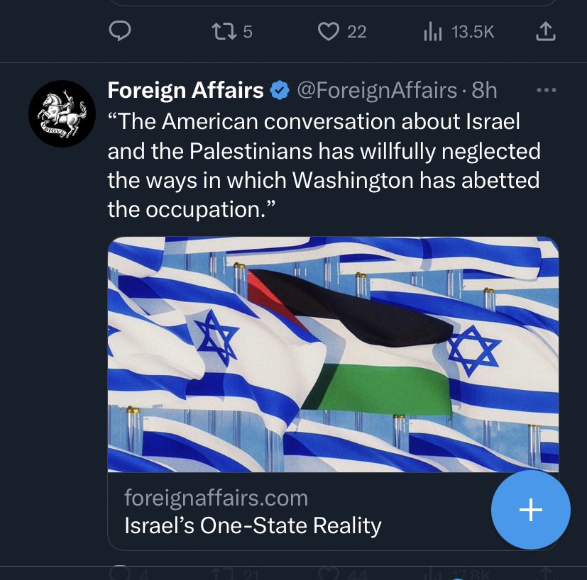 It was interesting to once again read an article about “one state” and see how it relies on the same false premises as the previous recent claims regarding this at HRW, Amnesty, etc; very similar language employed to advance the theory