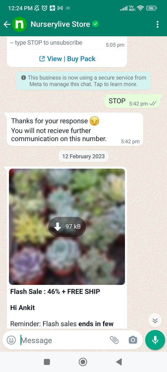 ankit_maggo's tweet photo. @nurserylive Kab band karoge wtsapp par message bhejna, after replying with STOP also your chatbot is continuously sending messages. How stupid is this. https://t.co/SW92kMspNW