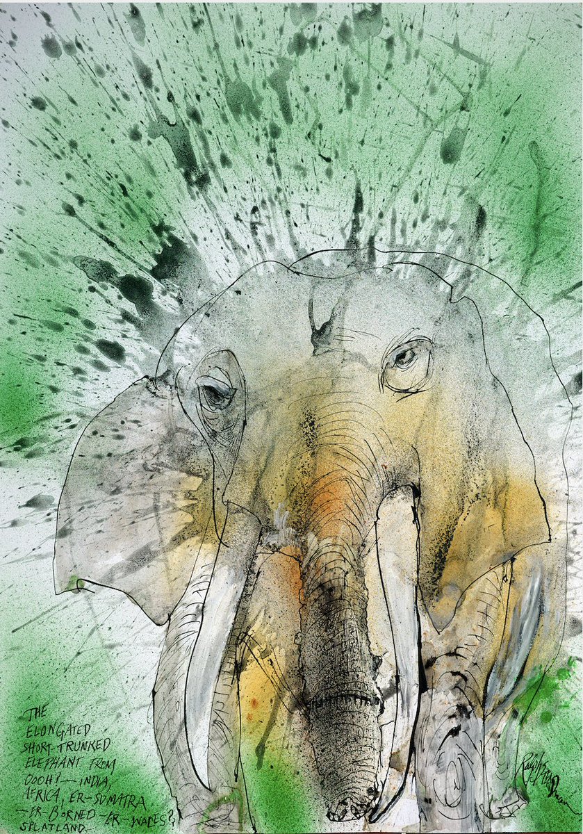 These beautiful critters often live miserable lives in captivity, ridden by tourists, slaves in life,  and hunted and slaughtered for their tusks. Take a stand against such barbarism and save these majestic beasts.

#SaveTheElephantDay #RalphSteadman #Critical Critters
