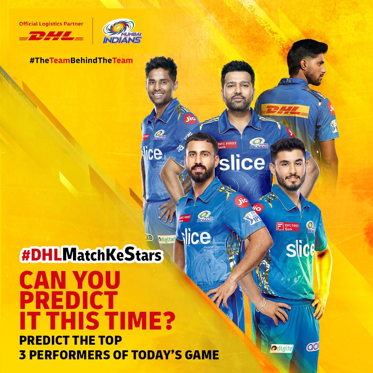 Who will be the top 3 players from the Mumbai Indians squad in today’s match? Send us your answers in the comments and win exciting gift vouchers! #DHL #MumbaiIndians #IPL #Contest