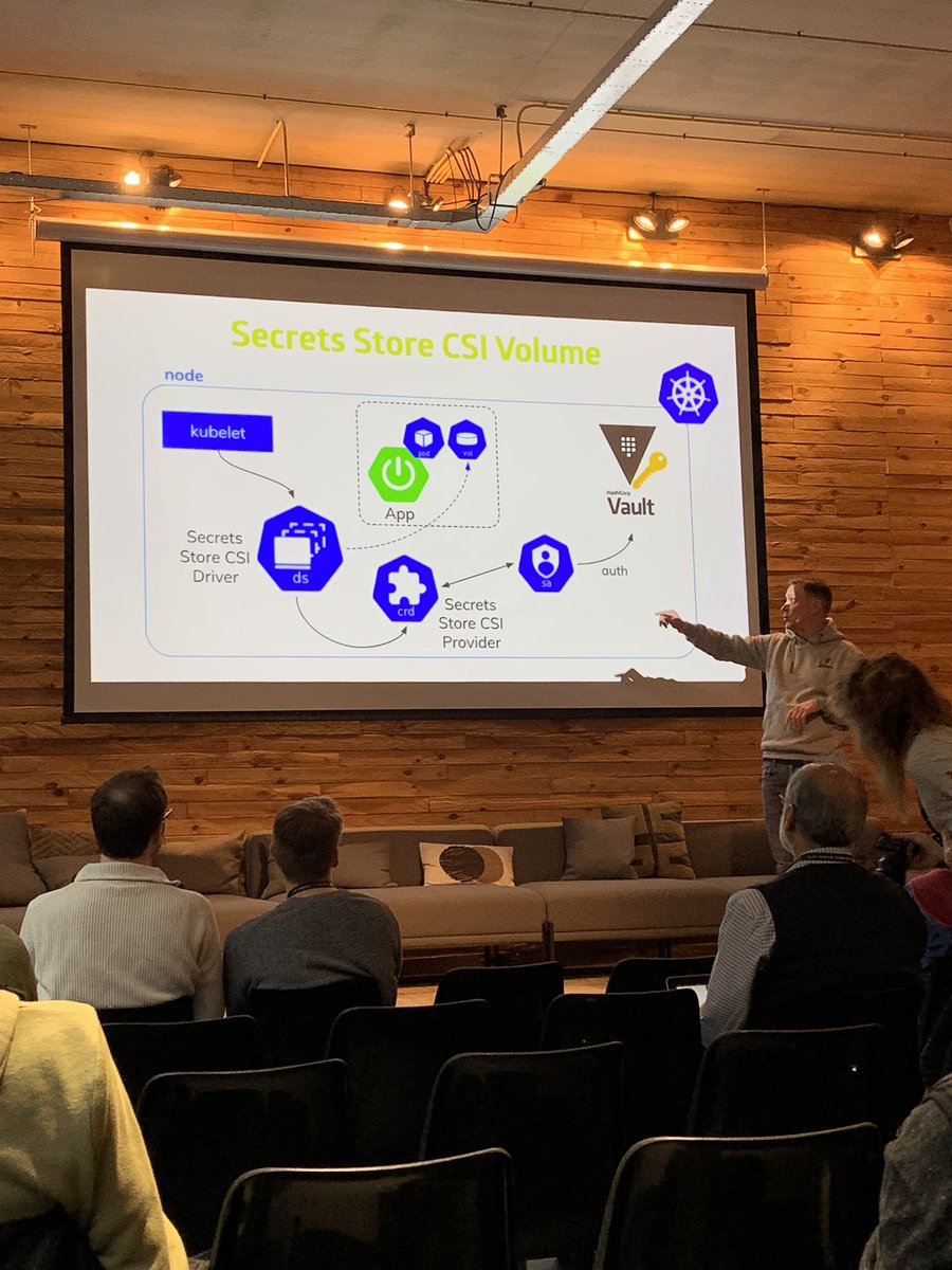mestredelpino's tweet image. Many ways to manage and sync your Kubernetes secrets. Simon Pearce from @SysEleven explaining different scenarios and looking deeper in the Secret Store CSI Driver. 

#Cloud_Native #Rejekts