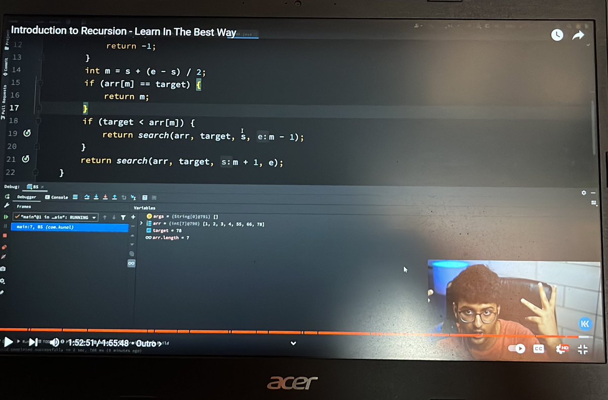 SujeethV's tweet image. #codewithkunal
Afte a break I started again to complete java course #Day1 out #100daysofcodechallenge
Started with recursion 👌