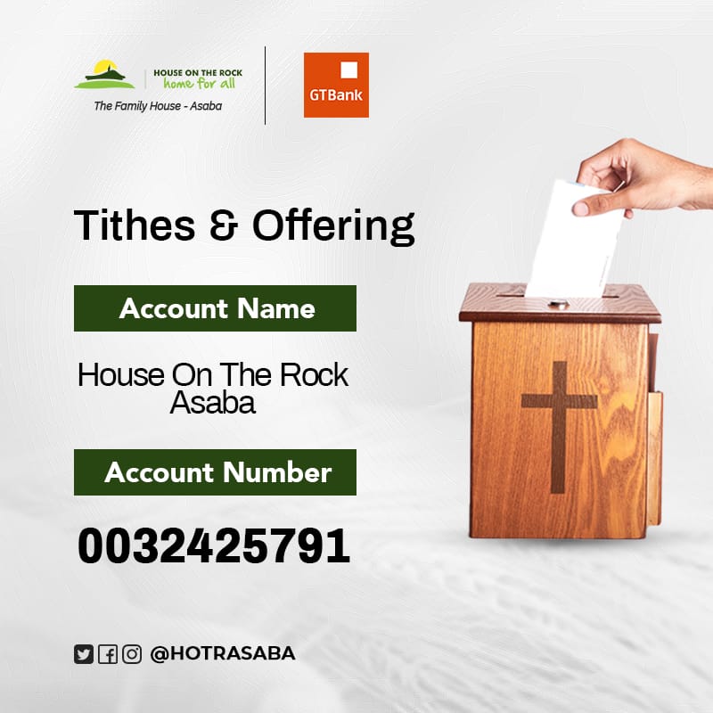 HOTRASABA's tweet photo. #TitheAndOffering

For Tithes/Offerings - House on the Rock Asaba. 0032425791 (GTBank).

For Building Project - HOTR, PROJECTS. 0151059767 (GTBank).

#Rising
#BusinessEmpowermentService
#HOTRService
#HOTRAsaba https://t.co/G31pU8a2L3