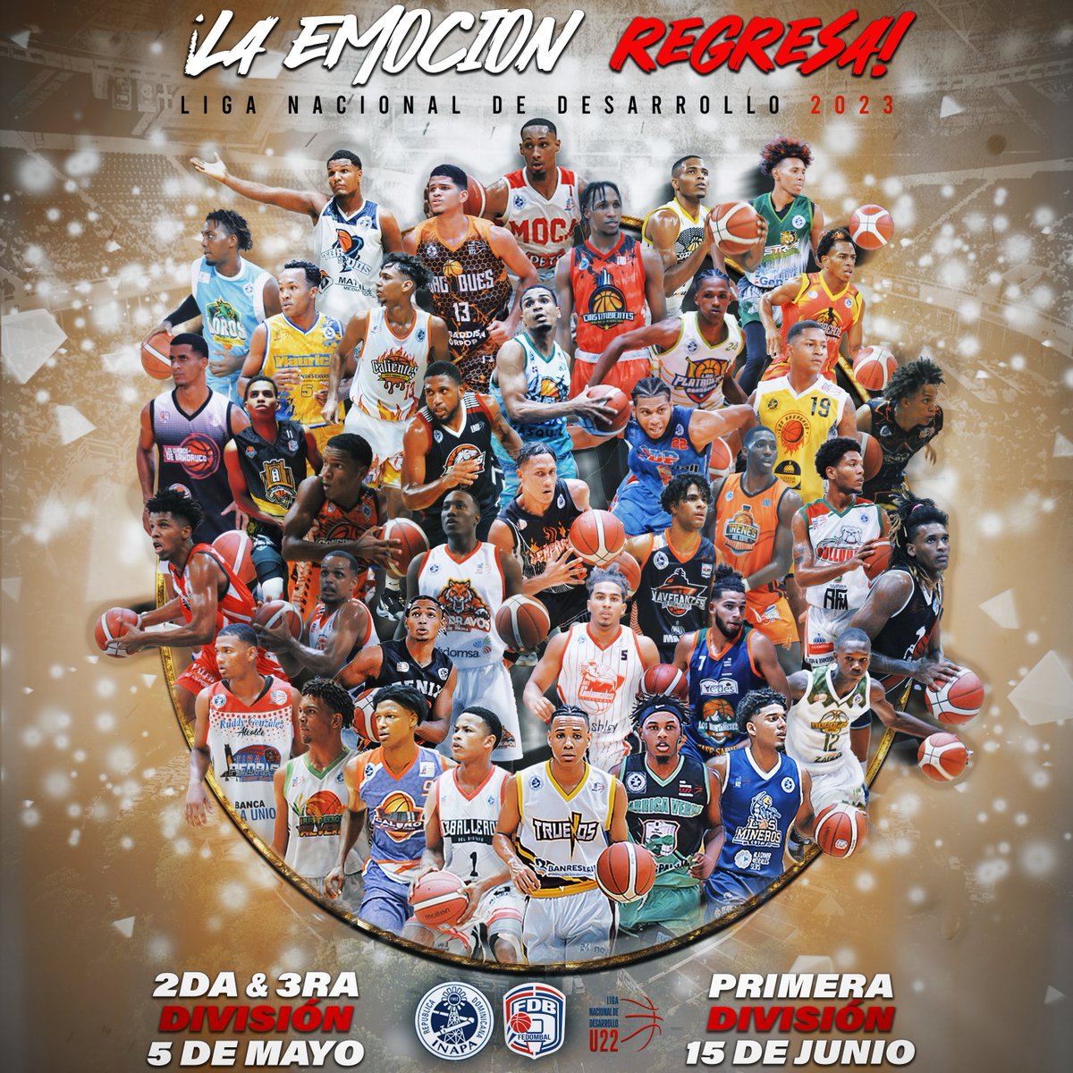 ¡La #LND está de regreso! 🏀🔝 Vive la emoción del mejor baloncesto de las jóvenes promesas del país en tres divisiones diferentes. ¡Apoya el futuro del baloncesto dominicano y acompaña a los equipos en su camino hacia la gloria! 🏆 #LigaDeLasOportunidades #BaloncestoDominican 🙌