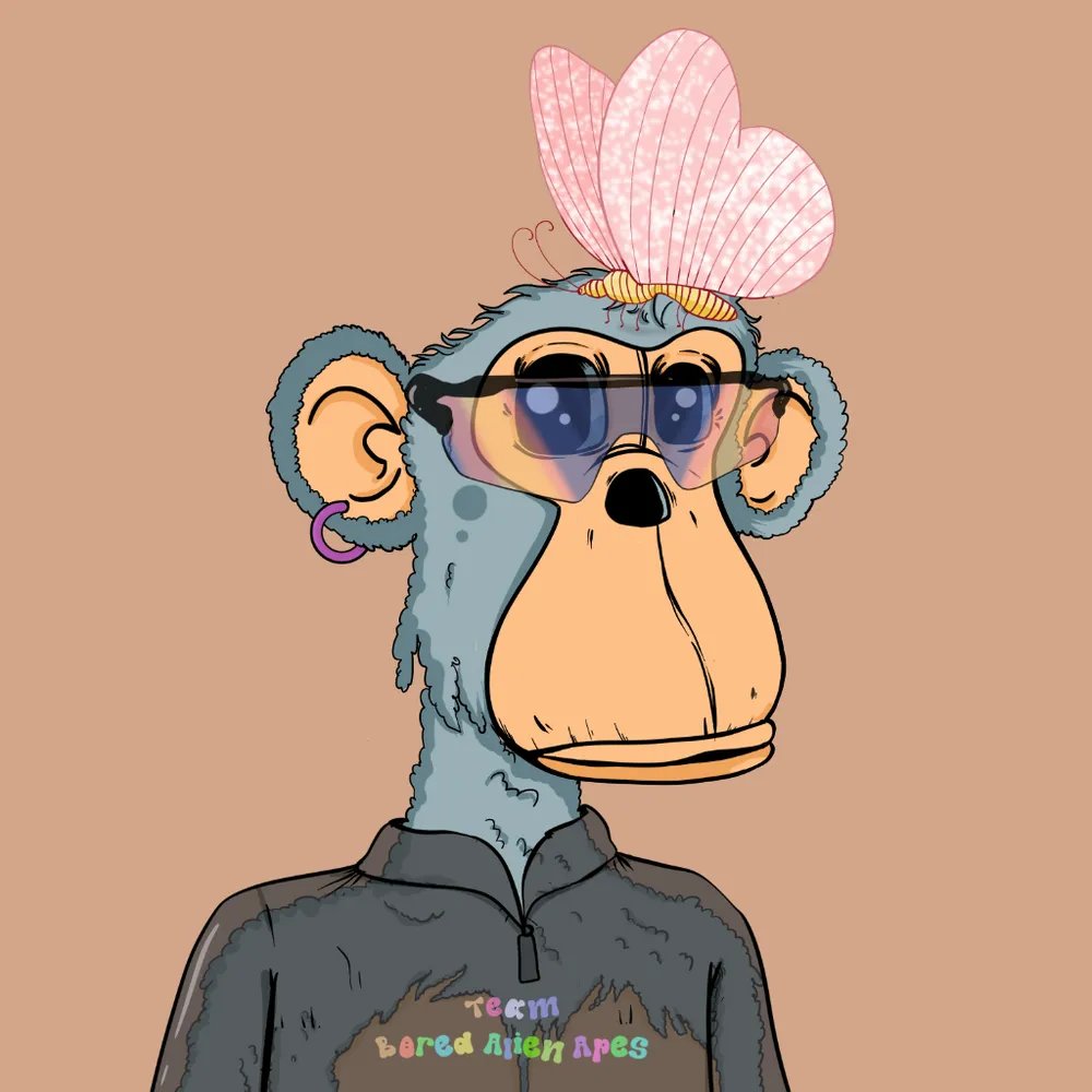 Haven't had a chance to mint a #BAAV2 yet &amp; they're going quickly! Good thing I got the most AWESOME web3 mate EVA that gifted me one🥰

The <a href="/BoredAlienApes/">Bored Alien Apes</a> V2's new look is🔥 I luv this pretty one 🦋

Hope to get to this #mint before it's gone! baav2.com

#Polygon