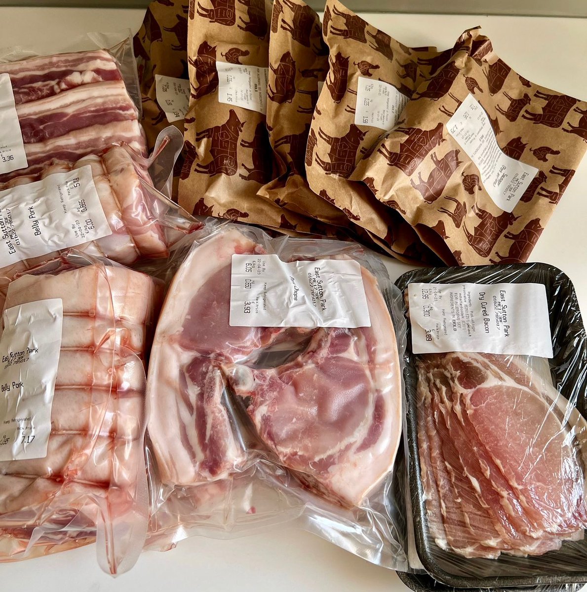 Check out this wonderful haul of meat that chef Milli Taylor snapped up during a visit to our butchery project at <a href="/HMPESuttonPark/">HMPEastSuttonPark</a> on Friday 🥩 Pork chops, belly, bacon &amp; the prison’s homemade sausages. All of this is produced on-site by our all-female team of trainee butchers 🥓