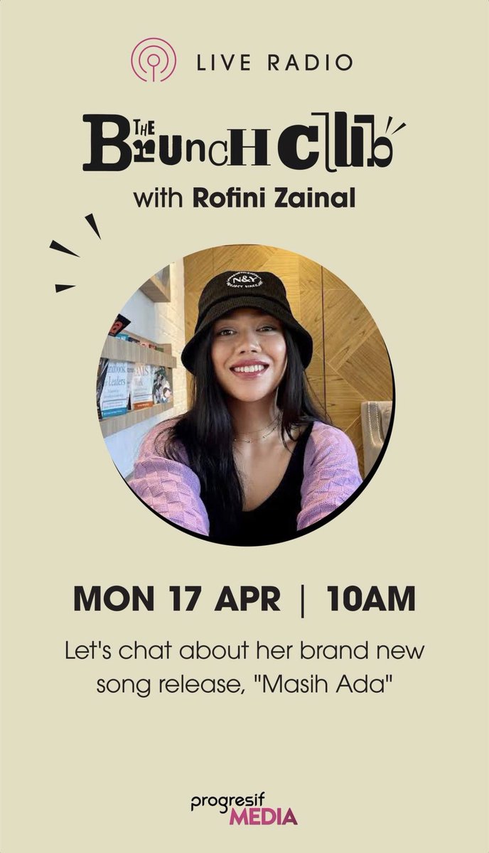 rofinizainal's tweet image. Catch me on the Brunch Club tomorrow on #progresif media to talk about my new single #masihada 🕊️