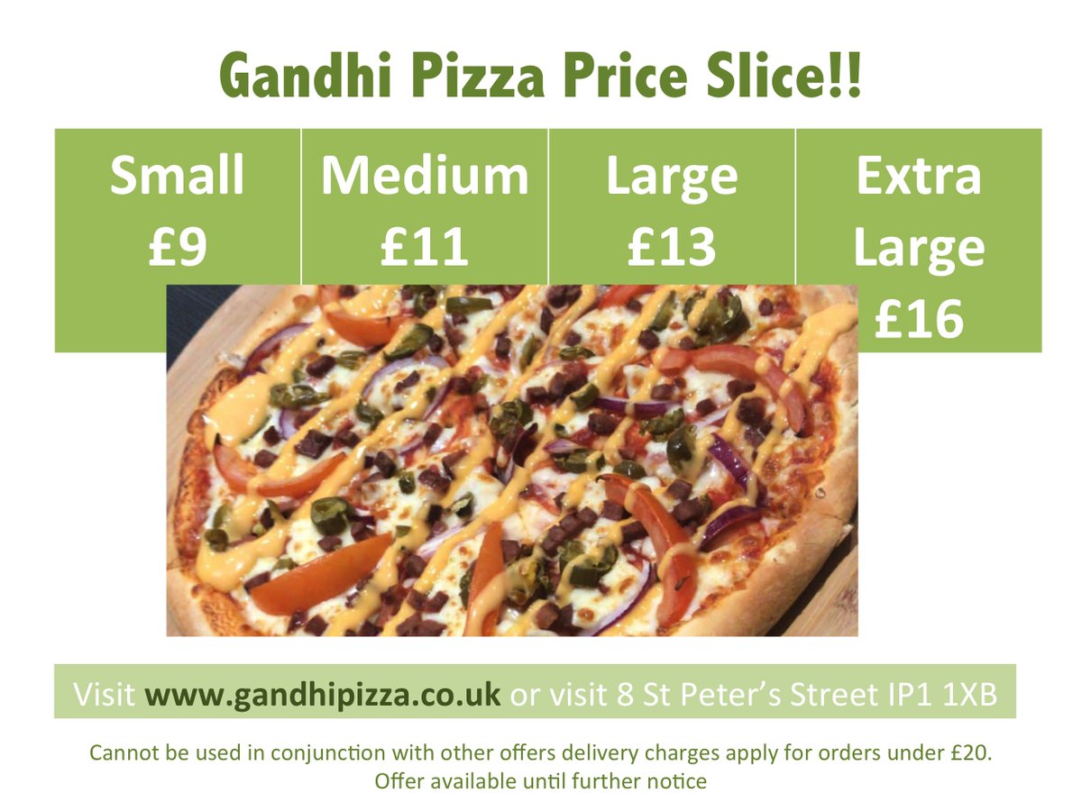 We have sliced our prices! check us out at gandhipizza.co.uk/order-now #Ipswich #pizza #Deals