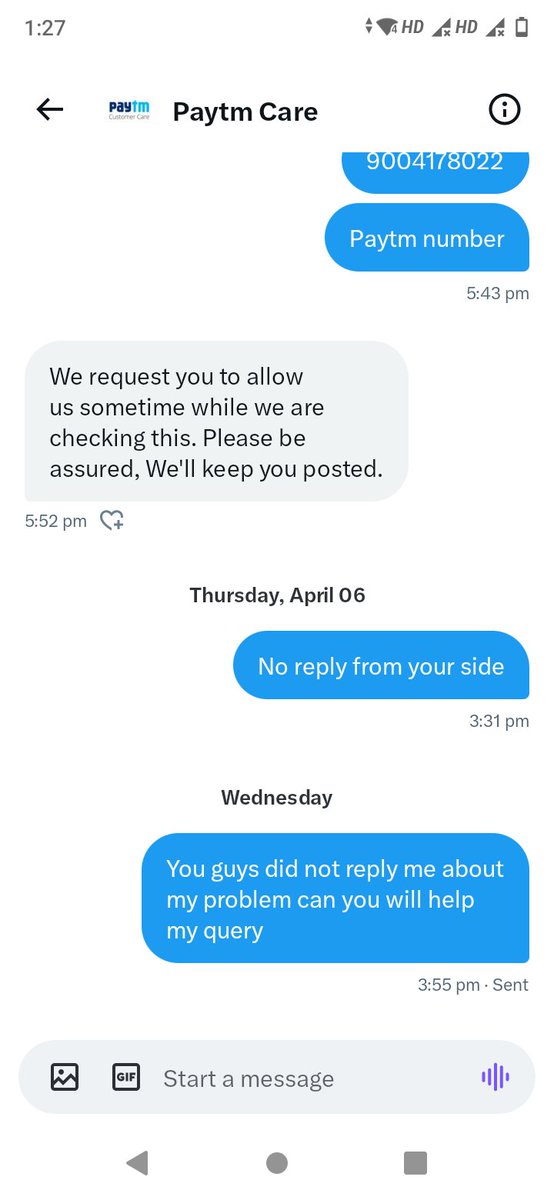 thelegend_rohit's tweet photo. @Paytmcare @Paytm @PaytmBank 
Is there any problem regarding my last dm. You guys did not reply me. You told me that I gonna answer your question in 24hours but no response from your side https://t.co/iSqQwXptGc