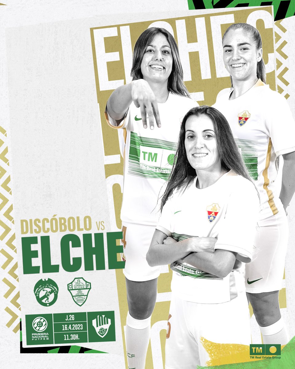 elchecffem's tweet photo. 🤍 𝗗𝗜́𝗔 𝗗𝗘 𝗘𝗟𝗖𝗛𝗘 𝗖𝗙𝗙 💚 

🆚 @DiscoboloAC 
⏰ 11:30 horas 
🏟️ Campo La Torre, Valencia

#DiscoboloElche || #MuchoElche https://t.co/mKrDZATfNR