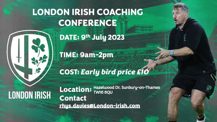 🚨Date for the Diaries🚨
☘️London Irish Coaching Conference🏉. 📅Book your space now and get half price tickets until the start of May. Limited spaces available... #Coaching #Conference #BetterNeverStops