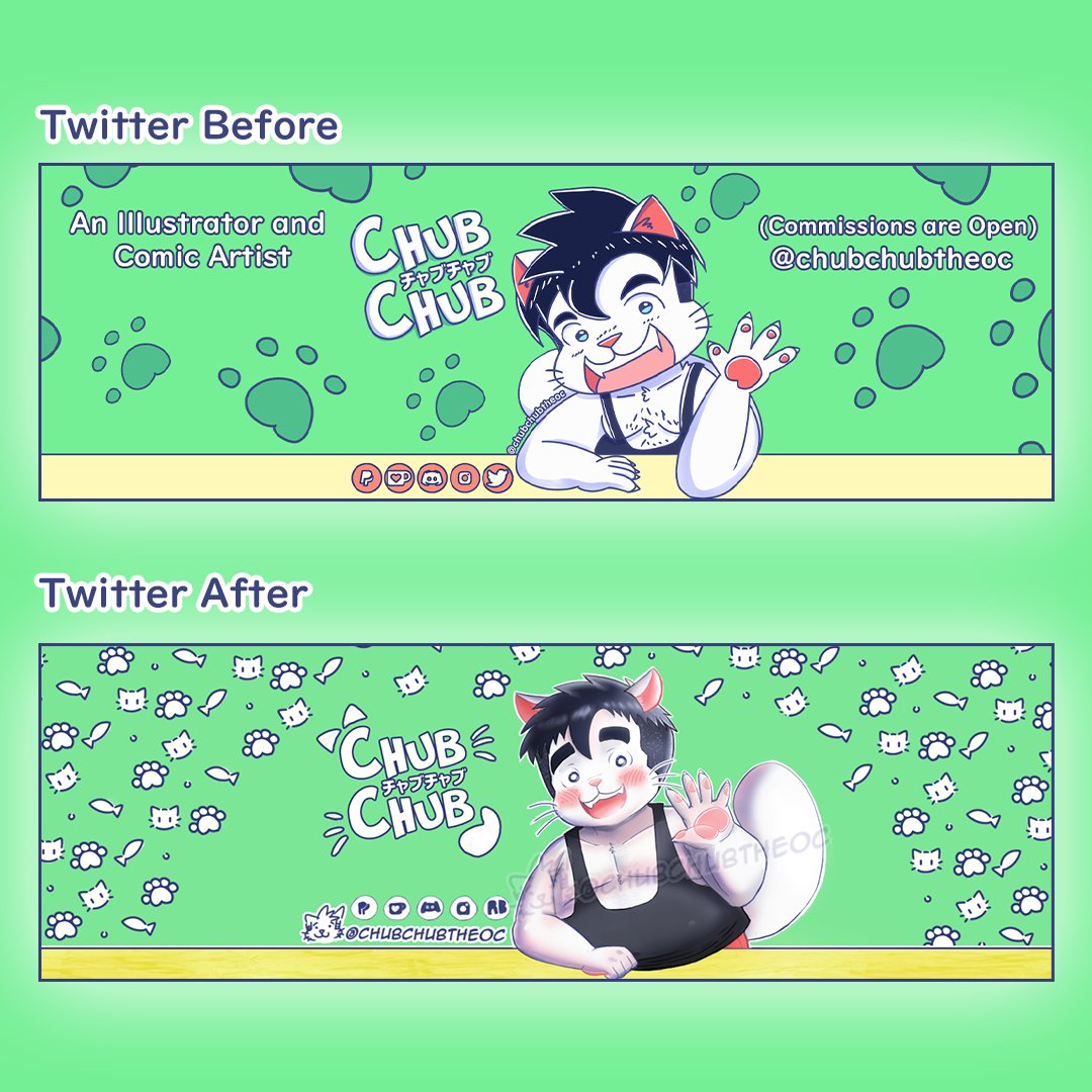 I thought I would show the improvement I have done my social media banner and this is the result.

if you enjoy my work here are ways to support me:
🐱 follow
❤️ like
🔁 retweet
💬 comment
☕ ko-fi

#furry #art #cat #socialmediabanner
#anime #redraw #ArtistOnTwitter