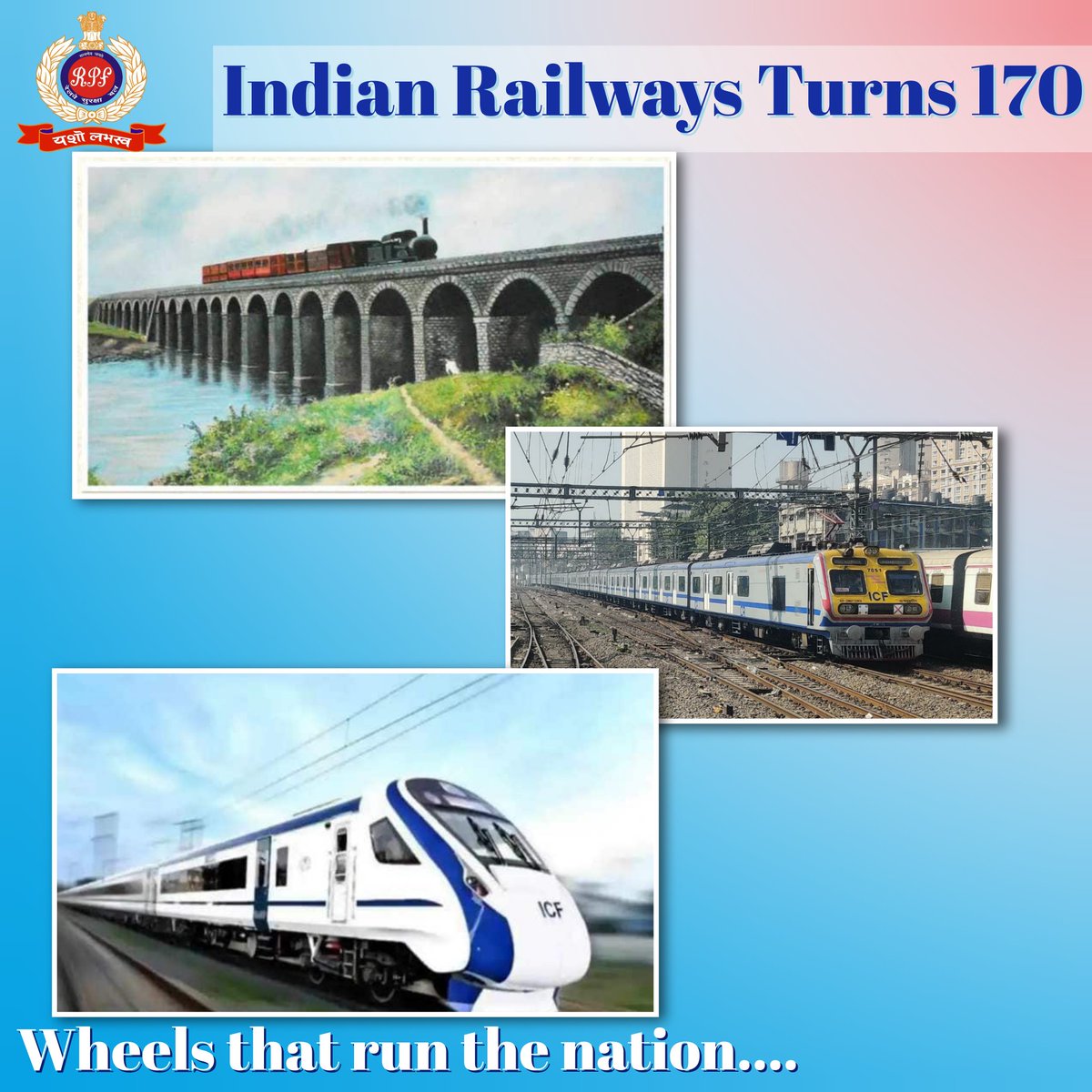 RPF_INDIA's tweet photo. On this day in 1853, the Indian Railways began its journey with the first passenger train from Bori Bunder to Thane.
From steam engines to high-speed #VandeBharatExpress, the Indian Railways has come a long way.
#ThisDayInHistory #170Years https://t.co/lxiGi9qJcm