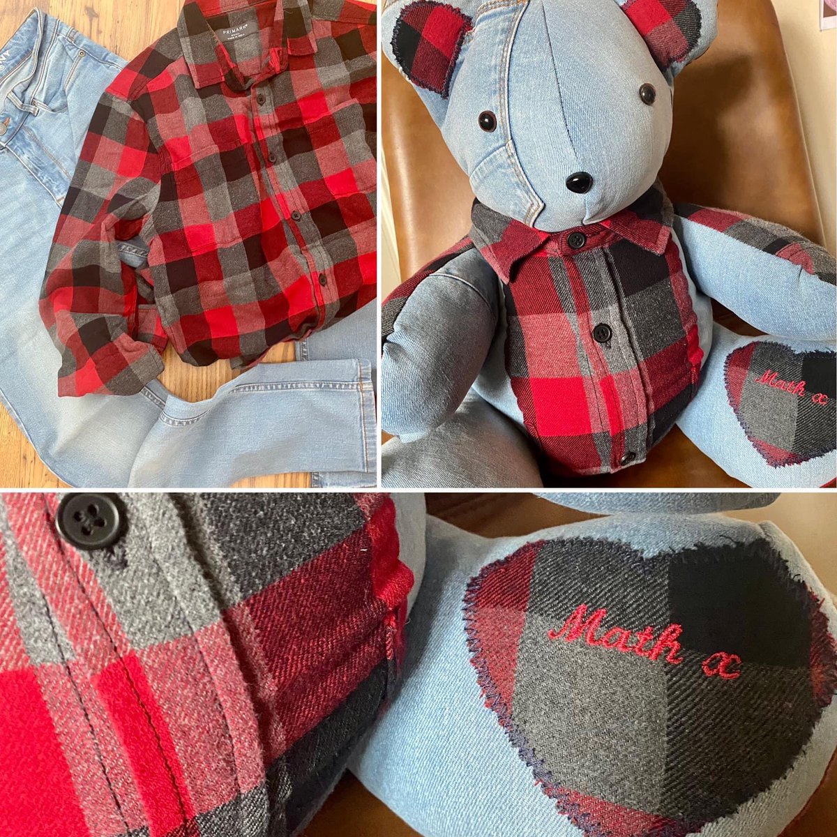 A pair of jeans and shirt that mean so much, into a memory bear to keep forever ❤️ #earlybiz #UKGiftAM #ukmakers #handmade #love