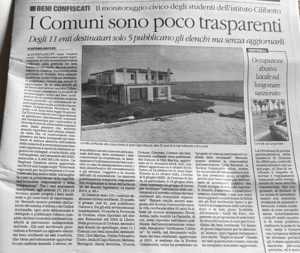 Su il Quotidiano del sud di oggi si parla ancora del nostro monitoraggio su #monithon 
#Asoc2223