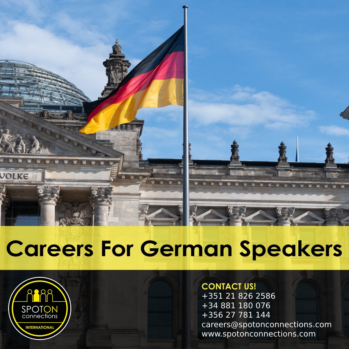 🤔 Based in #Rostock or close by?

🔎 We are looking for #German speaking Customer Support Offices who will be working with our client's team on a Hybrid work schedule!

Send your #CV at careers@spotonconnections.com!

#spotonconnections #careers #career #hiring #jobsingermany