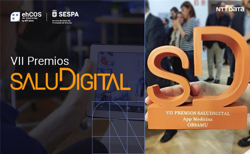 NTTDataSpain's tweet photo. El proyecto OBSAMU, basado en nuestro producto #ehCOS ha recibido el premio a la Mejor APP de Medicina en 🏆 #PremiosSaluDigital. @SaluDigital_es https://t.co/Zbh6D9Ne6T https://t.co/BBUPE0L3rD