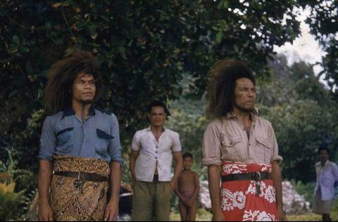 Three of the Te Arikis (Chiefs). Tikopia Island, 1957.