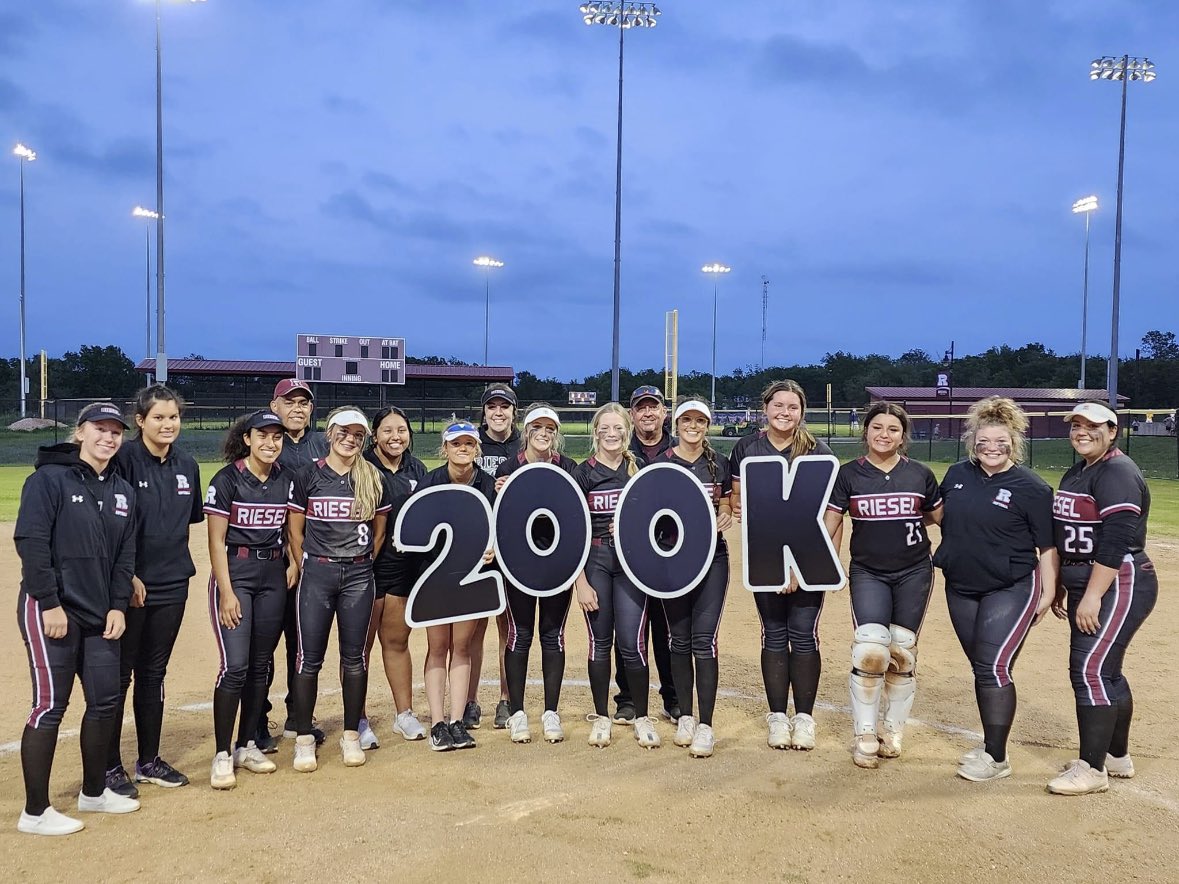 LandriPick's tweet photo. Big shout out to my pitcher @KyleighBenton15 for striking out 200 batters this season!  This is the year people take notice of Riesel softball, the next 2 years we leave our mark!!  Congratulations, you earned this!!! https://t.co/BK247MZh5T