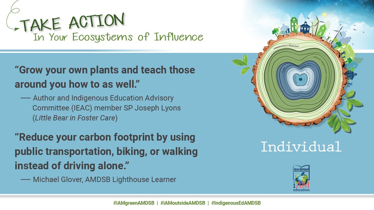 On Day 1 of Earth Week, here's something you can do to make positive change in your INDIVIDUAL ecosystem of influence: "Grow your own plants &amp; teach those around you how to as well." -- Author S.P. Joseph Lyons #iAMgreenAMDSB #iAMoutsideAMDSB #IndigenousEdAMDSB #EarthDay2023