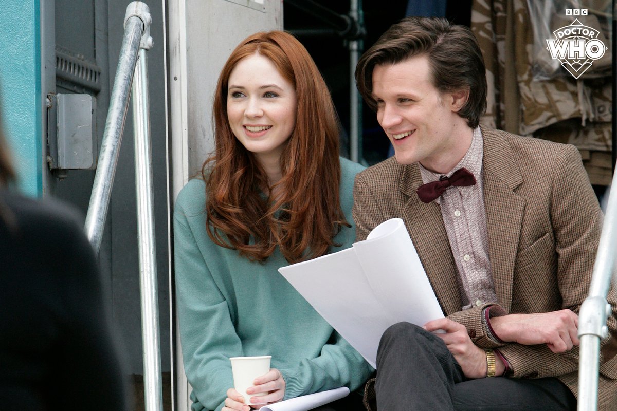 bbcdoctorwho's tweet photo. Long days on set can be hard work - so it's important to have a laugh! 💙 #DoctorWho https://t.co/yMNLRHGxPw
