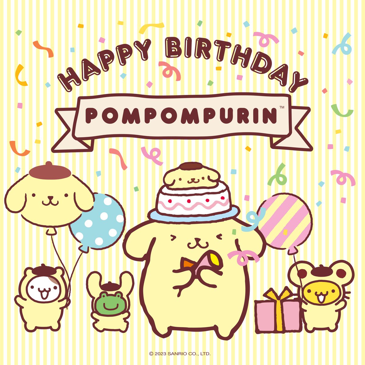 sanrio's tweet photo. Happy Birthday, Pompompurin 🎂💛 Celebrate with 20% off #Pompompurin gifts with code HBDPURIN today only. Shop now: https://t.co/wkkWxnanZt https://t.co/ZrPqDT3pSg